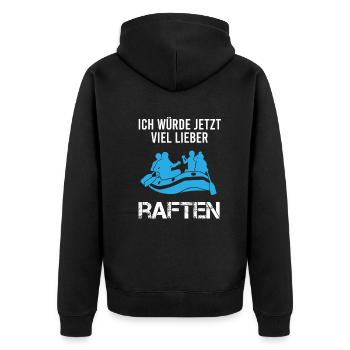 Rafting Wildwasserboot Lustiger Spruch Geschenk - Unisex Premium Bio Zip Hoodie - Schwarz - Hinten - Nico (187cm)