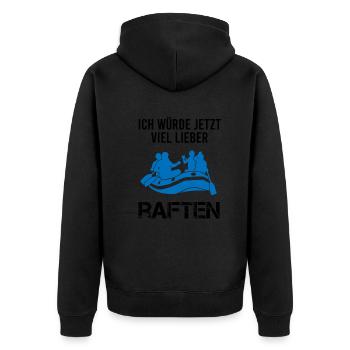 Rafting Wildwasserboot Lustiger Spruch Geschenk - Unisex Premium Bio Zip Hoodie - Schwarz - Hinten - Nico (187cm)