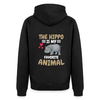 Favorite Animal Animal Funny Gift Hippopotamus - Unisex Premium Organic Zip Hoodie - black - Back - Nico (187cm)