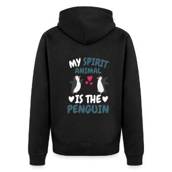 Mein spirituelles Tier Geschenk Vogel Pinguin - Unisex Premium Bio Zip Hoodie - Schwarz - Hinten - Nico (187cm)