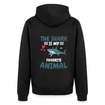 Favorite Animal Predator Ocean Animal Gift Shark - Unisex Premium Organic Zip Hoodie - black - Back - Nico (187cm)