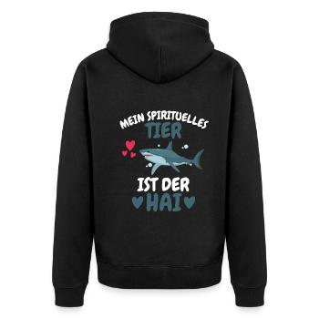 Ozean Tierliebhaber Spirituelles Tier Geschenk Hai - Unisex Premium Bio Zip Hoodie - Schwarz - Hinten - Nico (187cm)