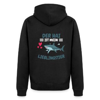 Ozean Tier Lieblingstier Geschenk Lustiges Hai - Unisex Premium Bio Zip Hoodie - Schwarz - Hinten - Nico (187cm)