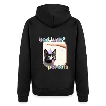 Cat Memes - Bad Luck Pet Cats - Unisex Premium Organic Zip Hoodie - black - Back - Nico (187cm)