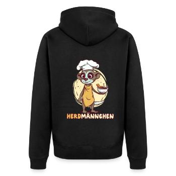Herdmännchen Erdmännchen Koch - Unisex Premium Bio Zip Hoodie - Schwarz - Hinten - Nico (187cm)