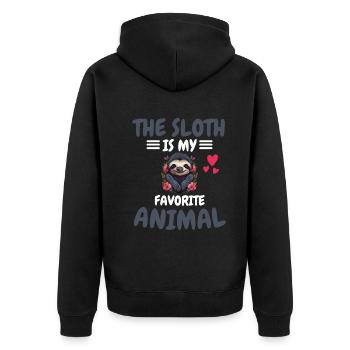 Lieblingstier Tropisches Tier Geschenk Faultier - Unisex Premium Bio Zip Hoodie - Schwarz - Hinten - Nico (187cm)