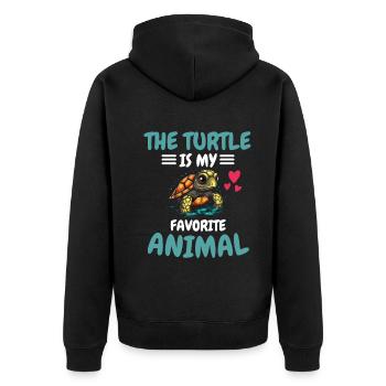 Favorite Animal Sea Animal Gift Turtle - Unisex Premium Organic Zip Hoodie - black - Back - Nico (187cm)
