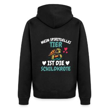 Zootier Mein spirituelles Tier ist die Schildkröte - Unisex Premium Bio Zip Hoodie - Schwarz - Hinten - Nico (187cm)