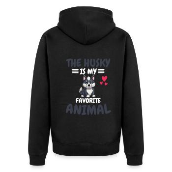 Favorite Animal Dog Lovers Animal Gift Husky - Unisex Premium Organic Zip Hoodie - black - Back - Nico (187cm)