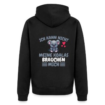 Australien Tierliebhaber Lustiges Geschenk Koala - Unisex Premium Bio Zip Hoodie - Schwarz - Hinten - Nico (187cm)
