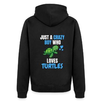 Crazy Young Sea Animal Gift Turtle - Unisex Premium Organic Zip Hoodie - black - Back - Nico (187cm)