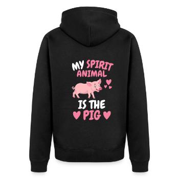 Animal fermier Mon animal spirituel est le cochon - Veste à capuche bio Premium Unisexe - noir - Dos - Nico (187cm)