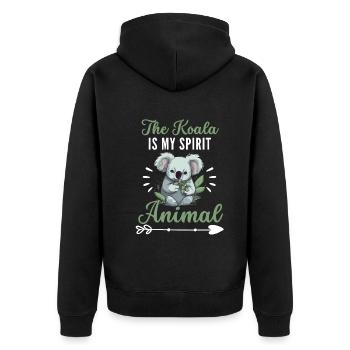 Der Koala ist mein spirituelles Tier Koala - Unisex Premium Bio Zip Hoodie - Schwarz - Hinten - Nico (187cm)