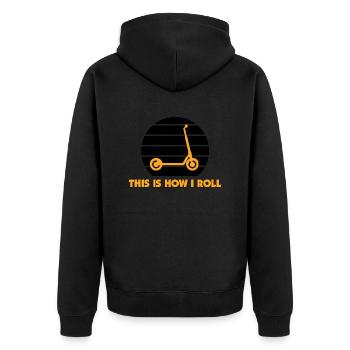 E-Scooter Scooter - Unisex Premium Organic Zip Hoodie - black - Back - Nico (187cm)