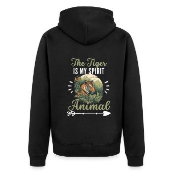 Der Tiger ist mein spirituelles Tier Asien Tiger - Unisex Premium Bio Zip Hoodie - Schwarz - Hinten - Nico (187cm)