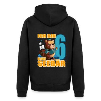 Kapitän Ich Bin 6 Und Schon Seebär - Unisex Premium Bio Zip Hoodie - Schwarz - Hinten - Nico (187cm)