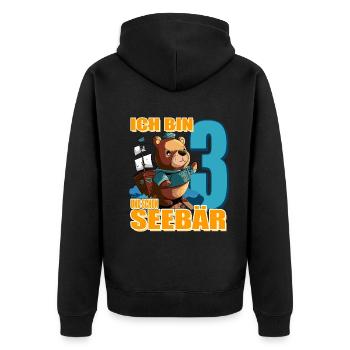Kapitän Ich Bin 3 Und Schon Seebär - Unisex Premium Bio Zip Hoodie - Schwarz - Hinten - Nico (187cm)