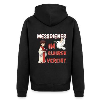 Messdiener Im Glauben Vereint - Unisex Premium Bio Zip Hoodie - Schwarz - Hinten - Nico (187cm)