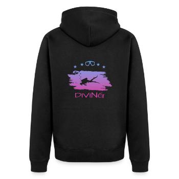Tauchen - Unisex Premium Bio Zip Hoodie - Schwarz - Hinten - Nico (187cm)