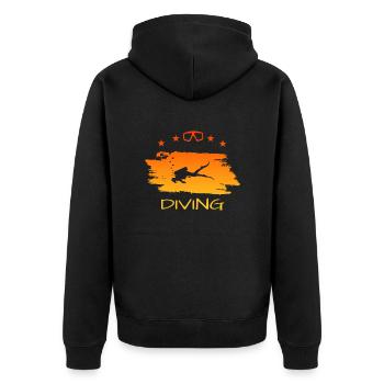 tauchen, diving - Unisex Premium Bio Zip Hoodie - Schwarz - Hinten - Nico (187cm)