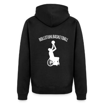 Rollstuhlbasketball Rollstuhl Basketball Spieler - Unisex Premium Bio Zip Hoodie - Schwarz - Hinten - Nico (187cm)