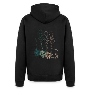 Rollstuhlbasketball Rollstuhl Basketball Retro - Unisex Premium Bio Zip Hoodie - Schwarz - Hinten - Nico (187cm)