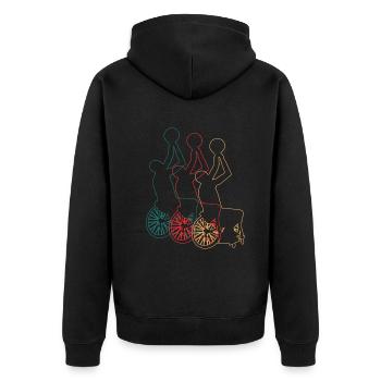Rollstuhlbasketball Rollstuhl Basketball Retro - Unisex Premium Bio Zip Hoodie - Schwarz - Hinten - Nico (187cm)