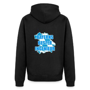 Bayerns bester Ingenieur lustiger Spruch - Unisex Premium Bio Zip Hoodie - Schwarz - Hinten - Nico (187cm)