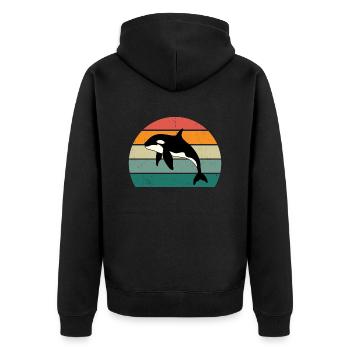 Orca Retro Style Hommes Femmes Nouveauté Vintage Drôle - Veste à capuche bio Premium Unisexe - noir - Dos - Nico (187cm)