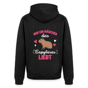 Capybara Mädchen Geschenk Niedliches Capybara - Unisex Premium Bio Zip Hoodie - Schwarz - Hinten - Nico (187cm)
