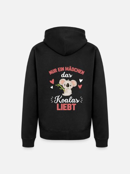 Koala Mädchen - Unisex Premium Bio Zip Hoodie - Schwarz