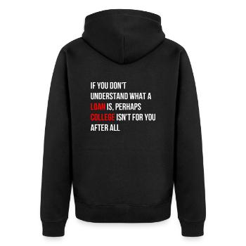 L’université n’est pas pour vous Dire anglais - Veste à capuche bio Premium Unisexe - noir - Dos - Nico (187cm)