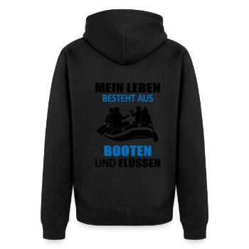 Rafting Spruch Wildwasserbootfahren Geschenk - Unisex Premium Bio Zip Hoodie - Schwarz - Hinten - Nico (187cm)