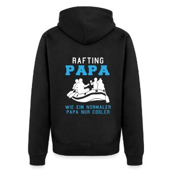 Rafting Papa Spruch Wassersport Geschenk Herren - Unisex Premium Bio Zip Hoodie - Schwarz - Hinten - Nico (187cm)
