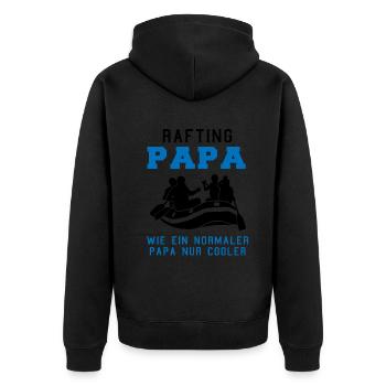 Rafting Papa Spruch Wassersport Geschenk Herren - Unisex Premium Bio Zip Hoodie - Schwarz - Hinten - Nico (187cm)
