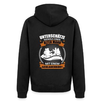 Rafting Alter Mann Spruch Wassersport Geschenk - Unisex Premium Bio Zip Hoodie - Schwarz - Hinten - Nico (187cm)