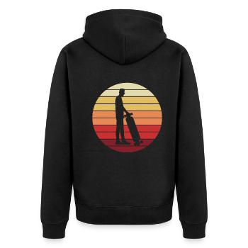 Skater Skateboard Fahrer Skateboardfahrer Retro - Unisex Premium Bio Zip Hoodie - Schwarz - Hinten - Nico (187cm)
