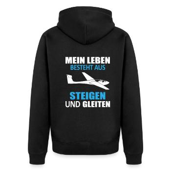Segelfliegen Lustiger Spruch Segelflieger Geschenk - Unisex Premium Bio Zip Hoodie - Schwarz - Hinten - Nico (187cm)