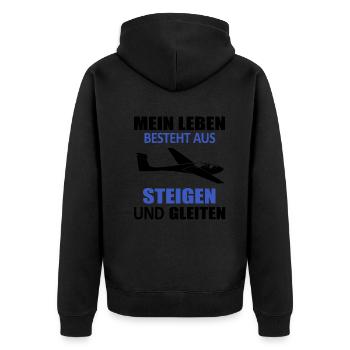 Segelfliegen Lustiger Spruch Segelflieger Geschenk - Unisex Premium Bio Zip Hoodie - Schwarz - Hinten - Nico (187cm)