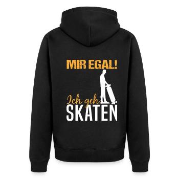 Skater Skateboard Fahrer Skaten Spruch Geschenk - Unisex Premium Bio Zip Hoodie - Schwarz - Hinten - Nico (187cm)