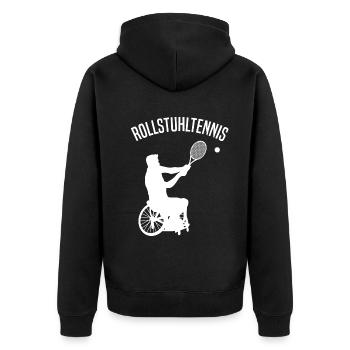 Rollstuhltennis Rollstuhl Tennis Spieler Sportler - Unisex Premium Bio Zip Hoodie - Schwarz - Hinten - Nico (187cm)
