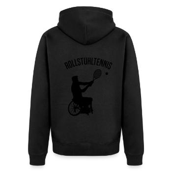 Rollstuhltennis Rollstuhl Tennis Spieler Sportler - Unisex Premium Bio Zip Hoodie - Schwarz - Hinten - Nico (187cm)