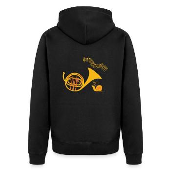 Drôle de chemise cor français instrument de musique - Veste à capuche bio Premium Unisexe - noir - Dos - Nico (187cm)