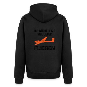 Segelfliegen Lustiger Spruch Segelflieger Geschenk - Unisex Premium Bio Zip Hoodie - Schwarz - Hinten - Nico (187cm)