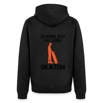 Skater Skateboard Fahrer Skaten Spruch Geschenk - Unisex Premium Bio Zip Hoodie - Schwarz - Hinten - Nico (187cm)
