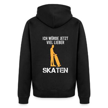 Skater Skateboard Fahrer Skaten Spruch Geschenk - Unisex Premium Bio Zip Hoodie - Schwarz - Hinten - Nico (187cm)
