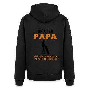 Skater Papa Spruch Skateboard Skaten Geschenk - Unisex Premium Bio Zip Hoodie - Schwarz - Hinten - Nico (187cm)