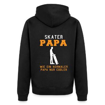 Skater Papa Spruch Skateboard Skaten Geschenk - Unisex Premium Bio Zip Hoodie - Schwarz - Hinten - Nico (187cm)
