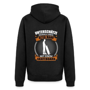Skater Alter Mann Spruch Skaten Geschenk - Unisex Premium Bio Zip Hoodie - Schwarz - Hinten - Nico (187cm)