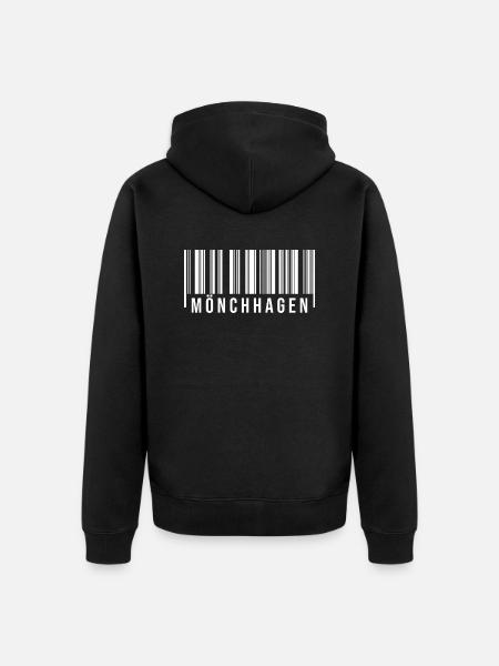 Mönchhagen Strichcode - Unisex Premium Bio Zip Hoodie - Schwarz